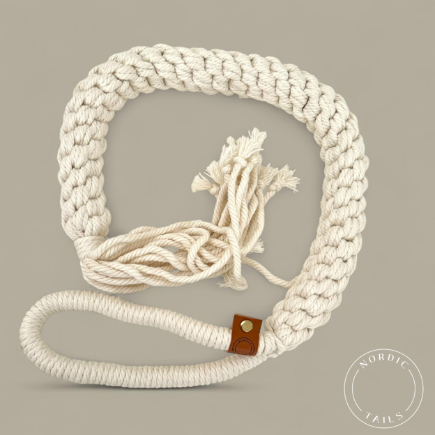 Koiran vetolelu, punottu köysilelu, valkoinen