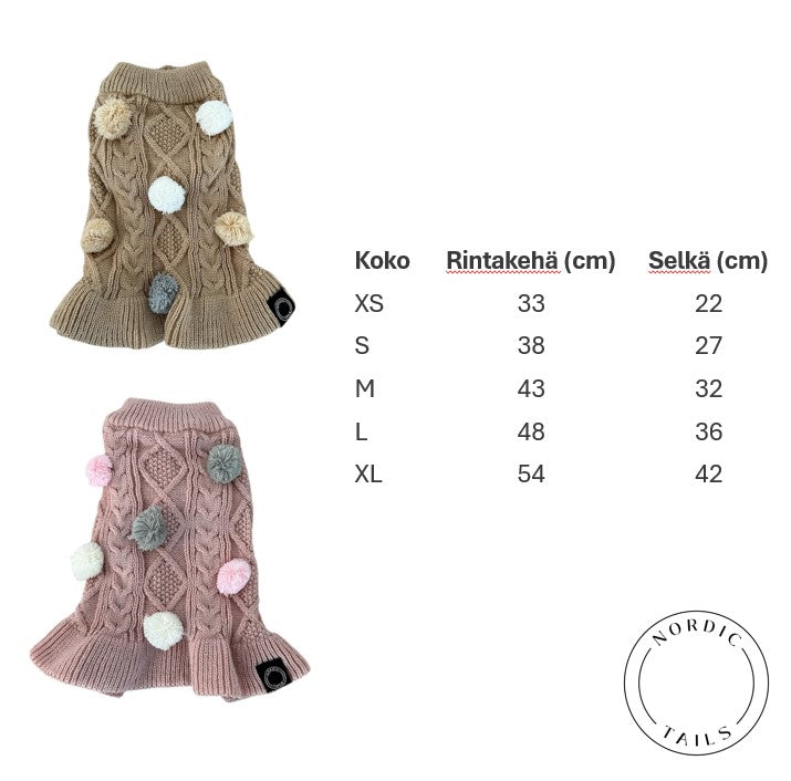 Neule pompom, vanha roosa