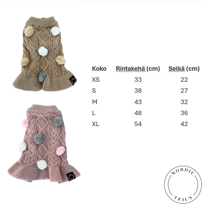Neule pompom, beige