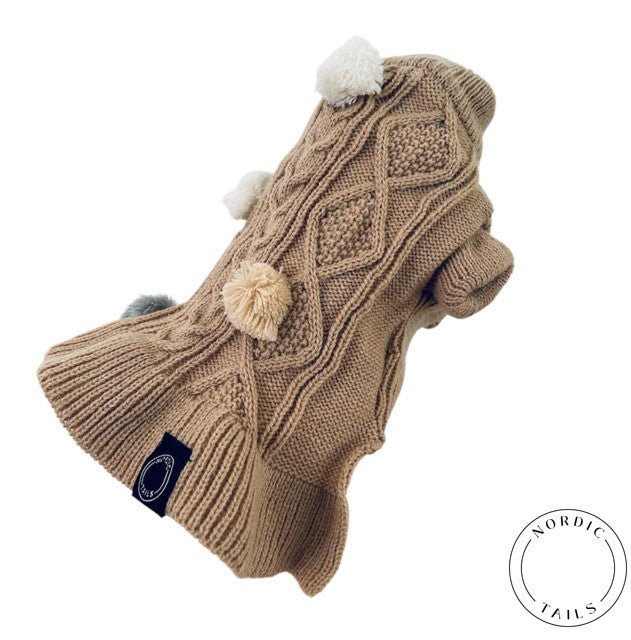Neule pompom, beige