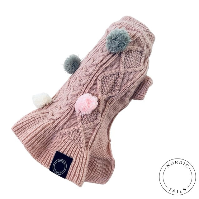 Neule pompom, vanha roosa