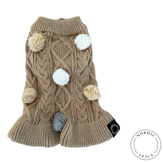 Neule pompom, beige