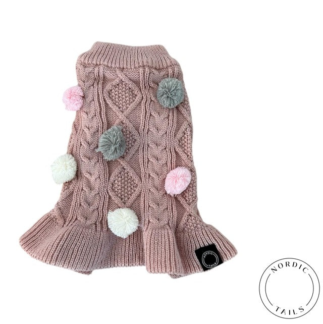 Neule pompom, vanha roosa