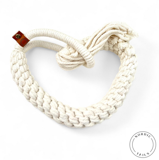 Koiran vetolelu, punottu köysilelu, valkoinen