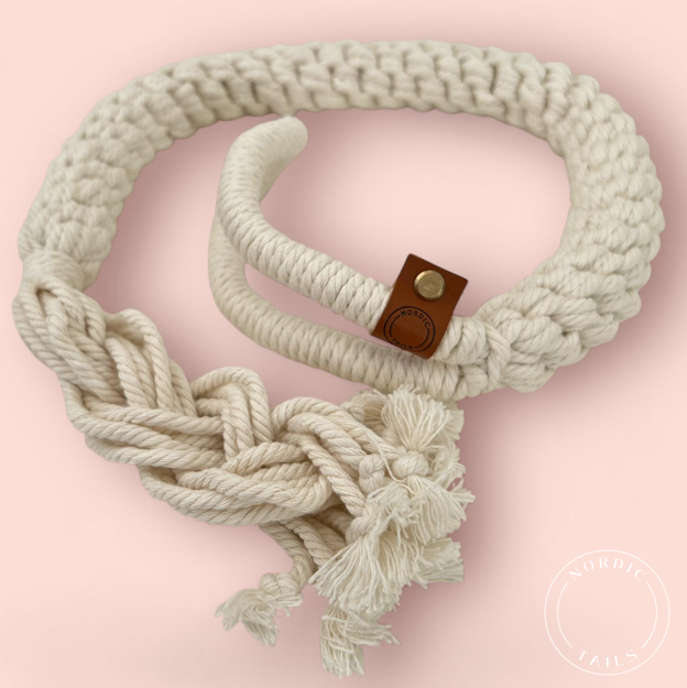 Koiran vetolelu, punottu köysilelu, valkoinen