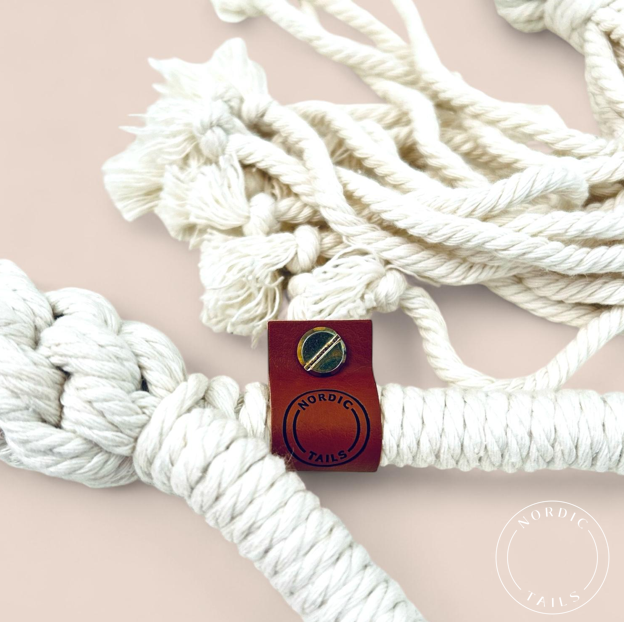 Koiran vetolelu, punottu köysilelu, valkoinen