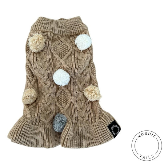 Neule pompom, beige